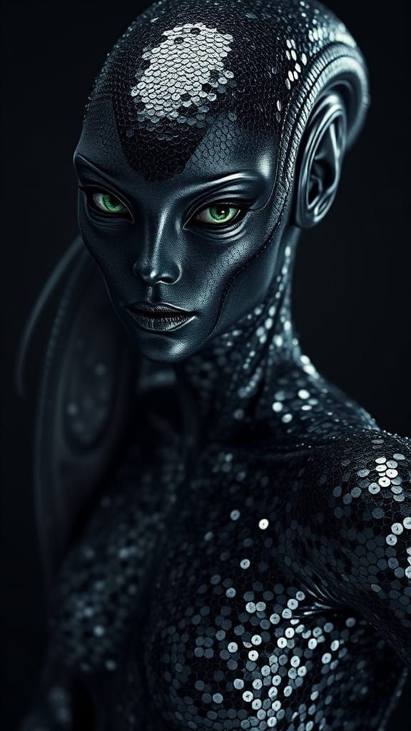 Celestial Alien Siren in Metallic Green