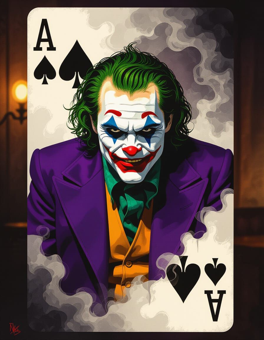 Joker as Jack of Spades in Chiaroscuro Oil Painting