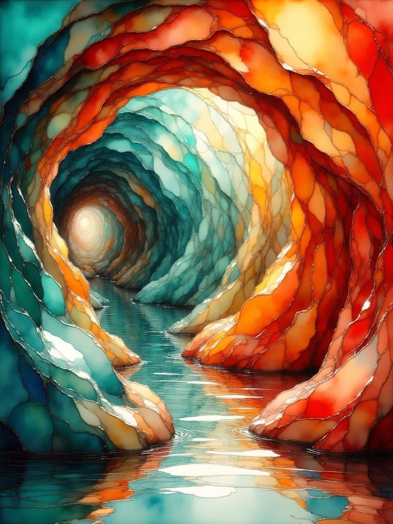 Mesmerising Orange Teal Tunnel Vision
