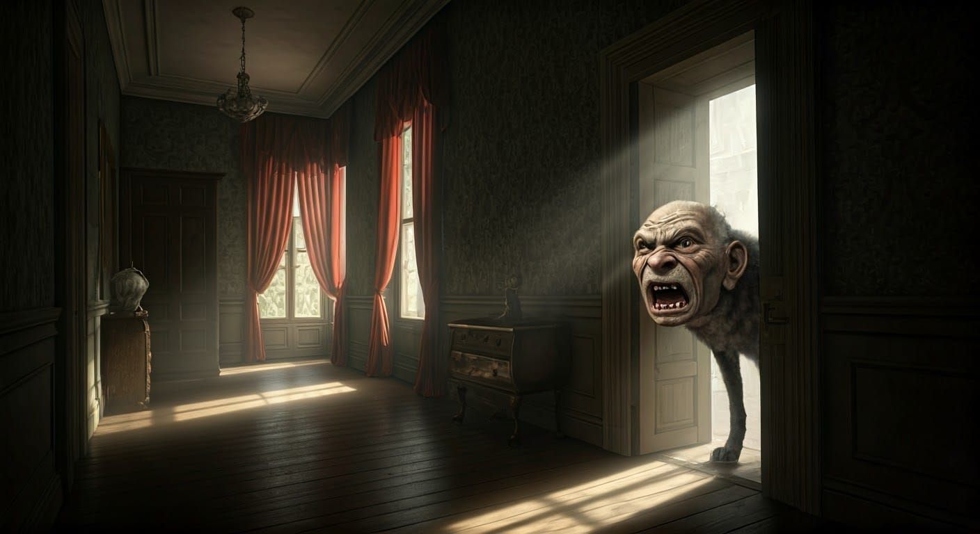 Eerie Howling Creature in Old Manor House