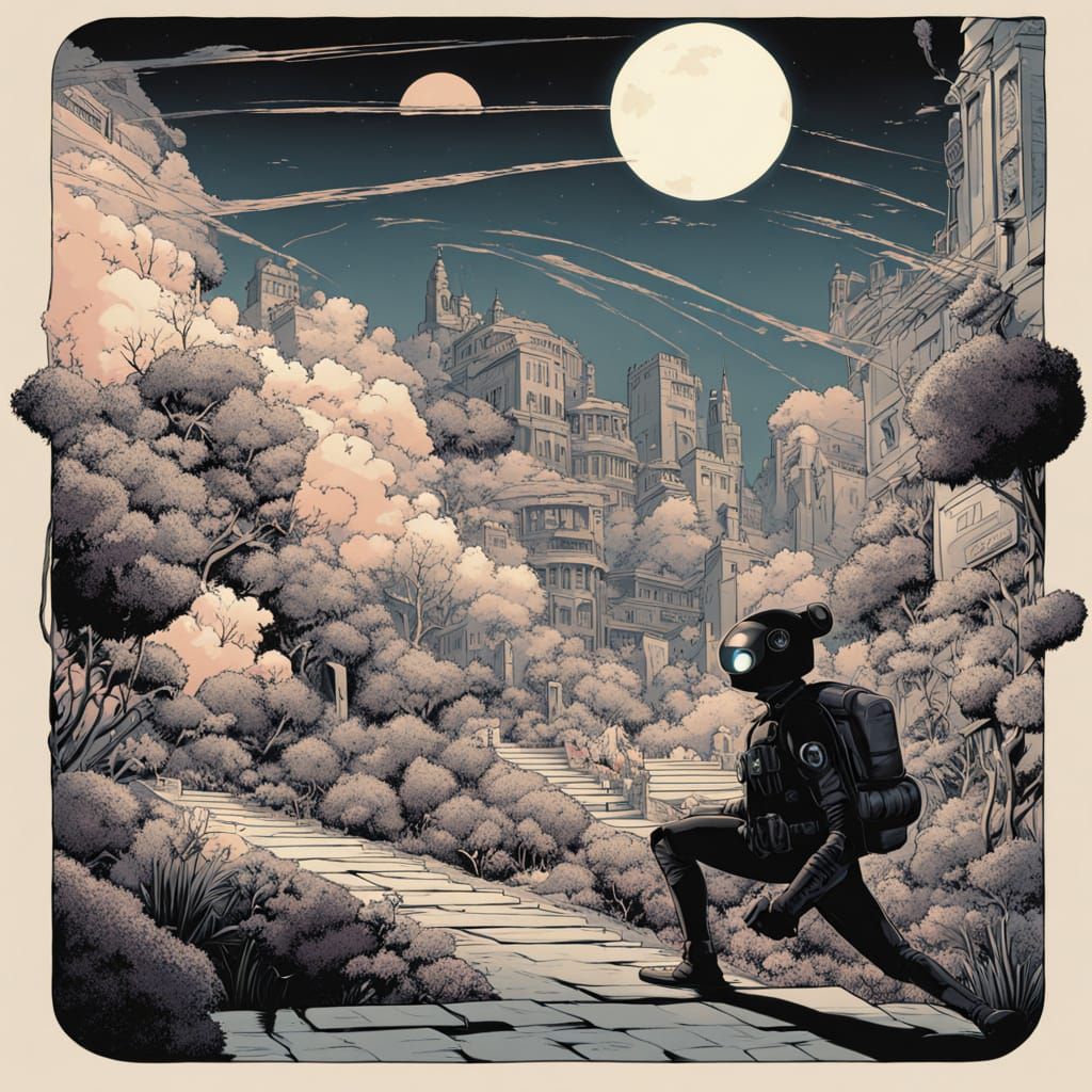 Snail Secret Agent Dodging Lasers in Comic Book Style