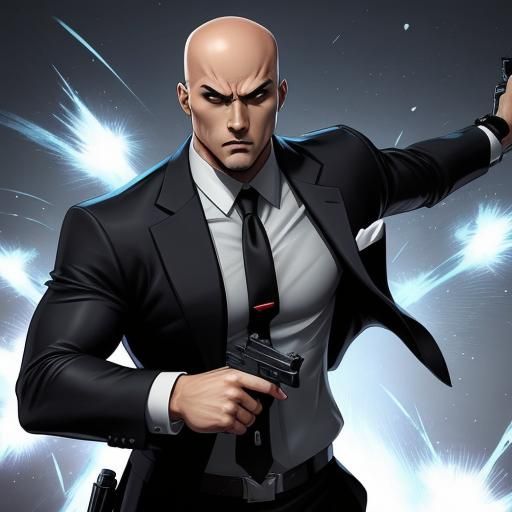 Anime Assassin with Gun in Comic Book Style