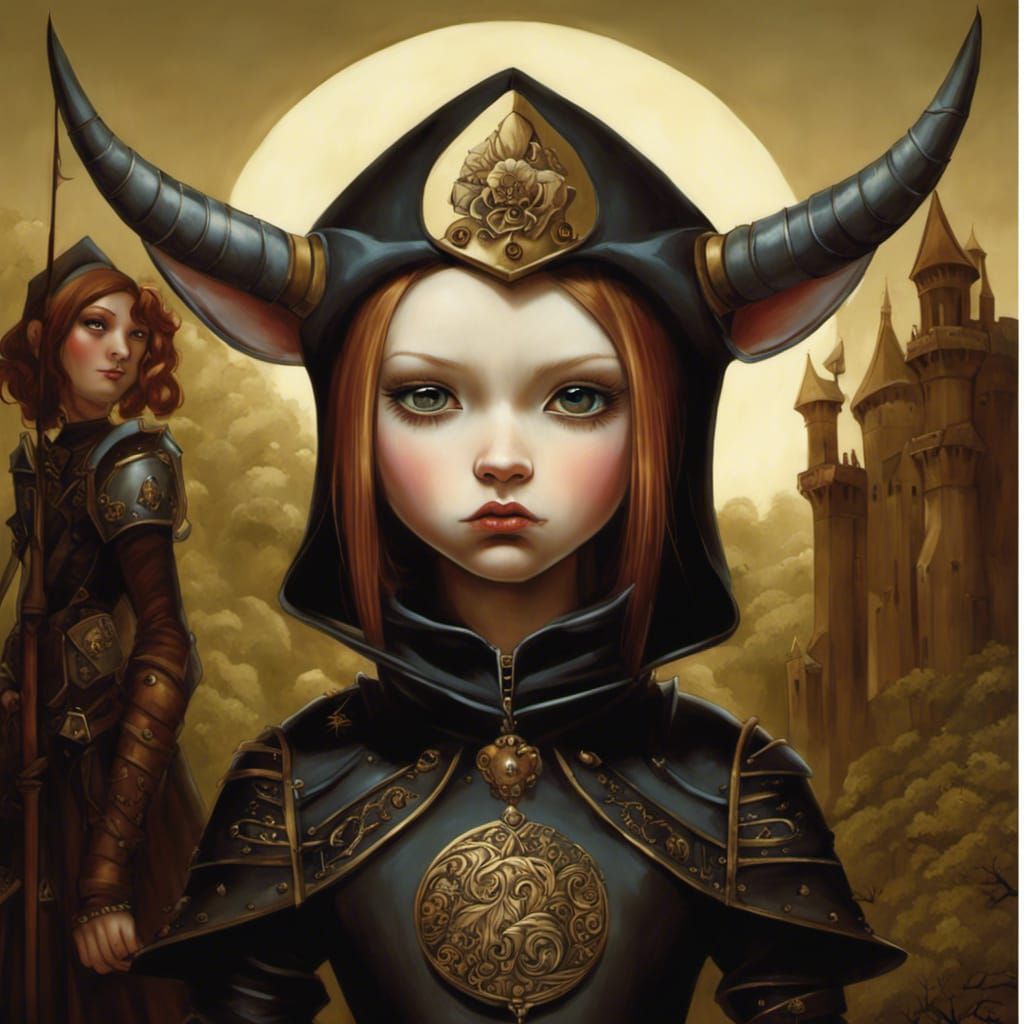 Medieval Punk Girl Portrait, Moody and Distant