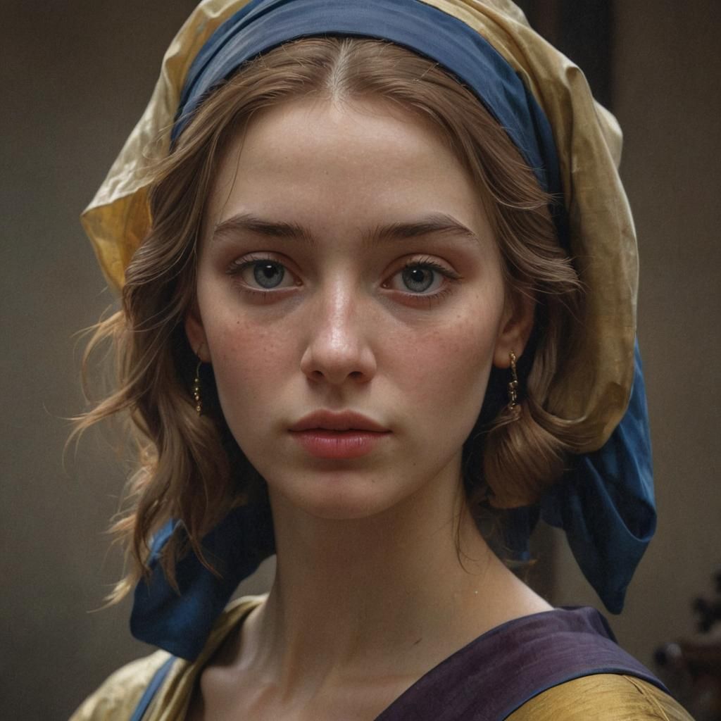 Ethereal Portrait in Vermeer Style