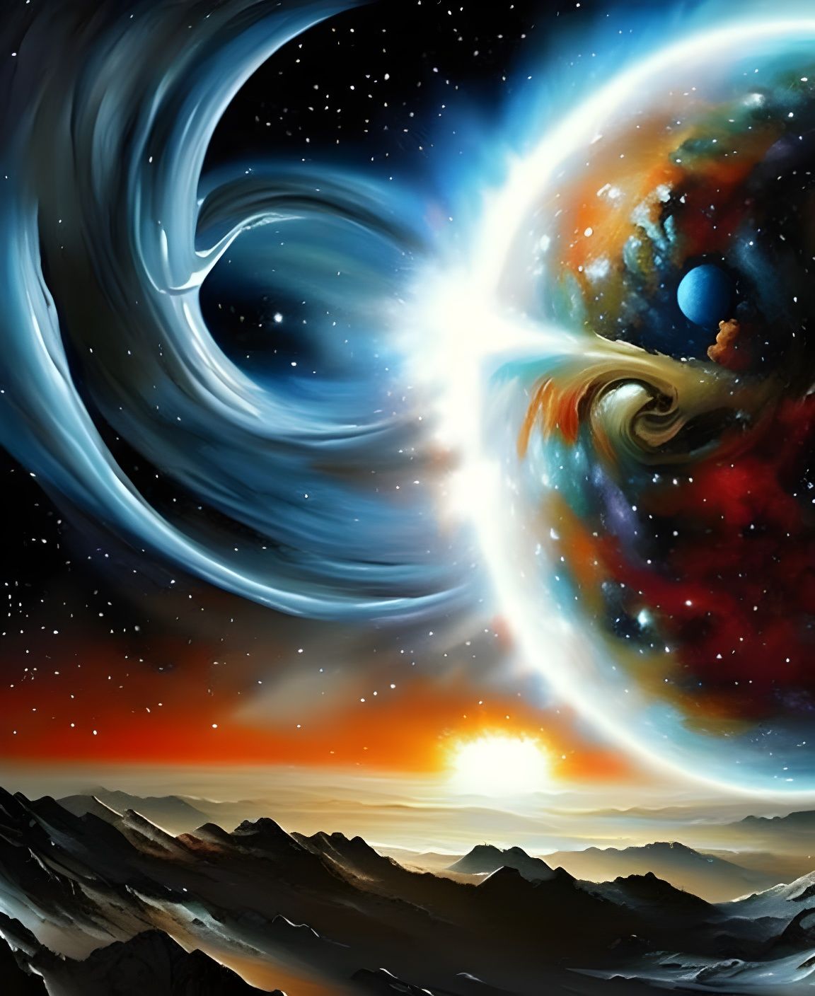 Cosmic Planet Engulfed by Nebulous Tornado