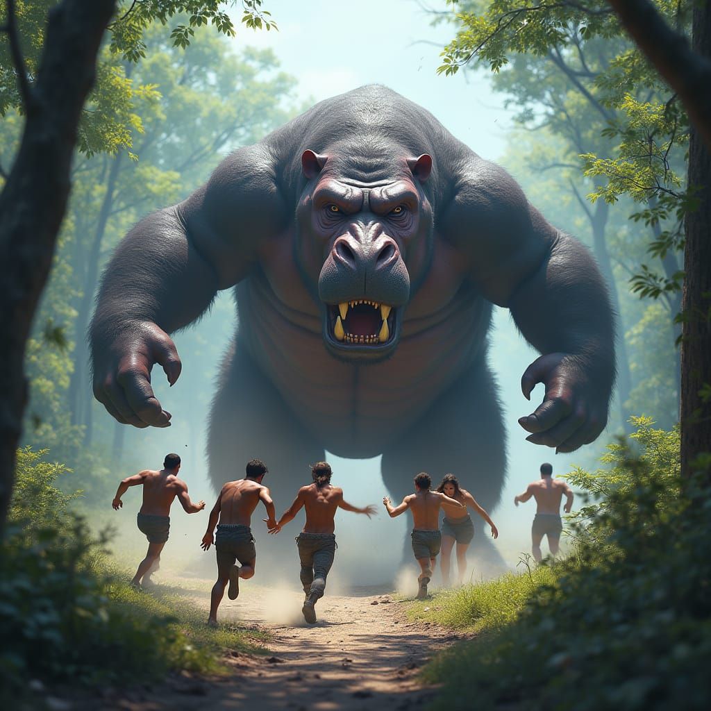 Gorilla-Hippo Hybrid Beast in Matte Painting Style