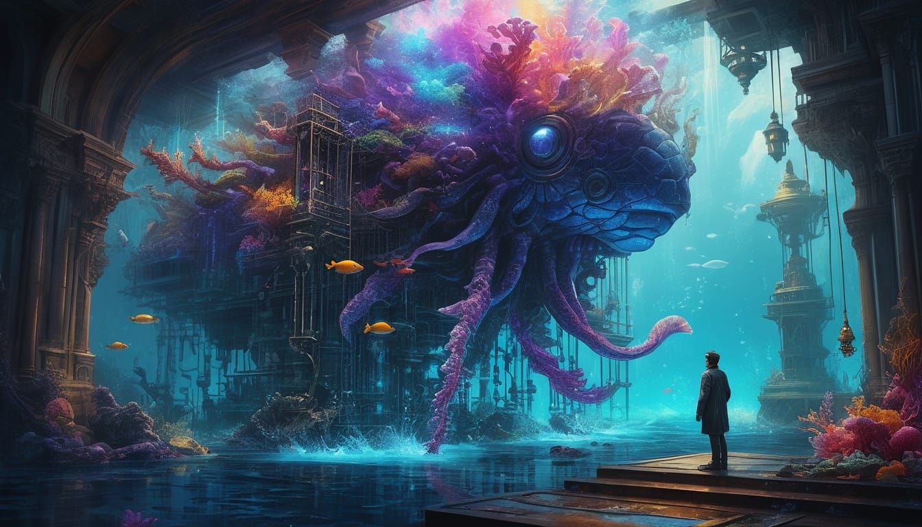 Cyberpunk Coral Reef Synthesizer Concert Hall