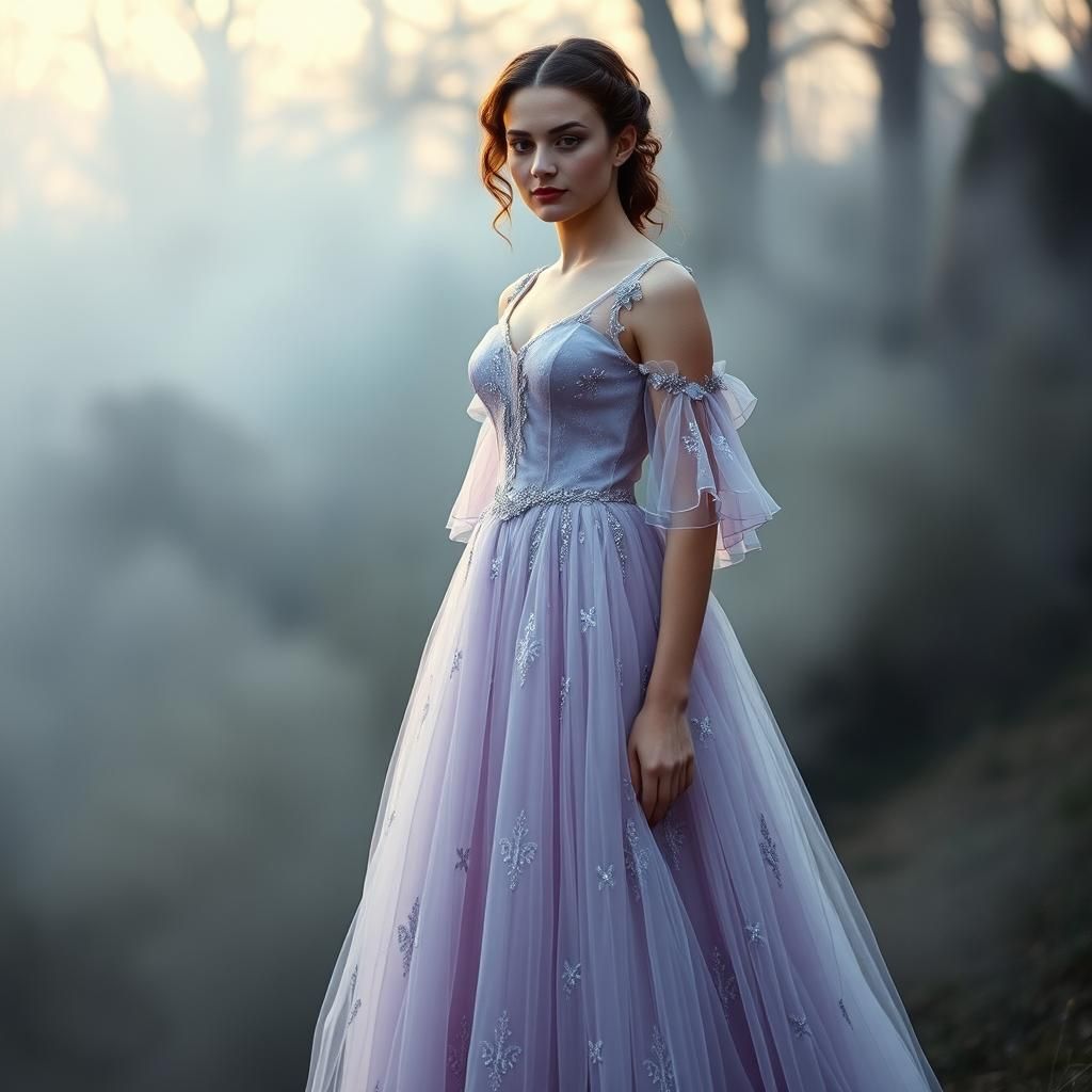 Ophelia in Ethereal Gown, Pre-Raphaelite Style