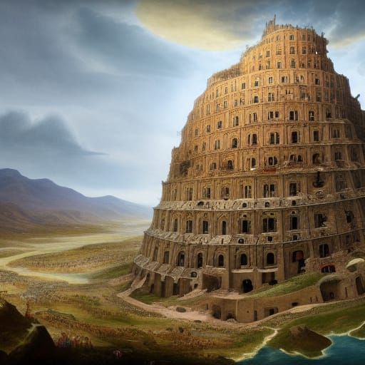 Medieval Tower of Babel in Detailed Matte Painting
