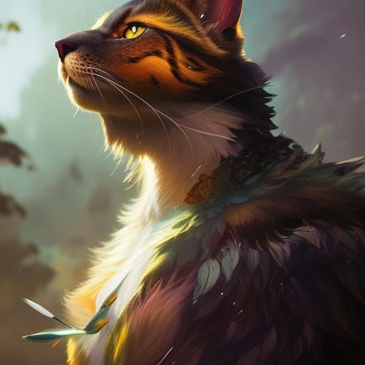 Fantasy Feline Beastkin Portrait in Hyperdetailed Style