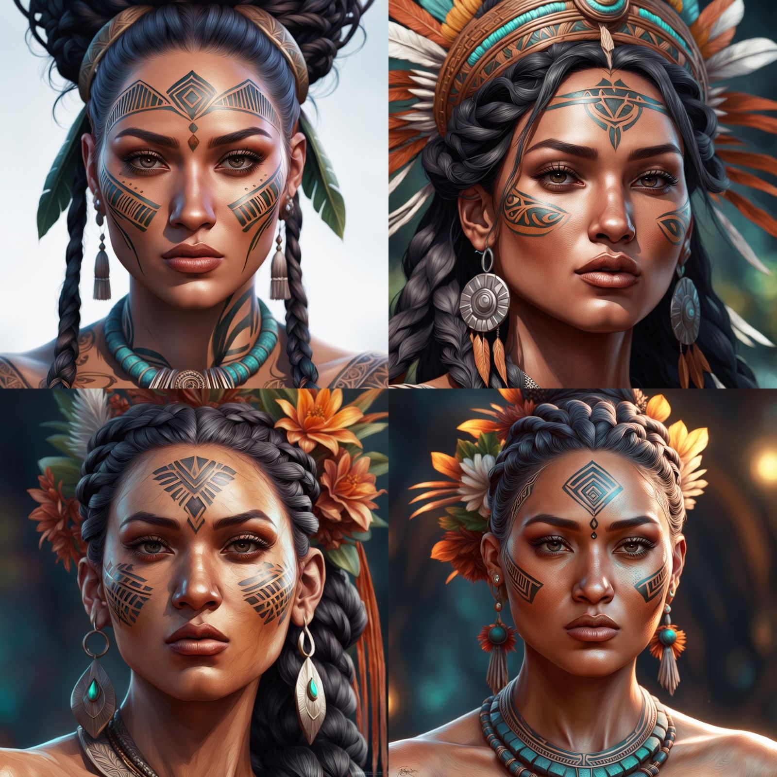 Maori Girl Portrait in Digital Art Style