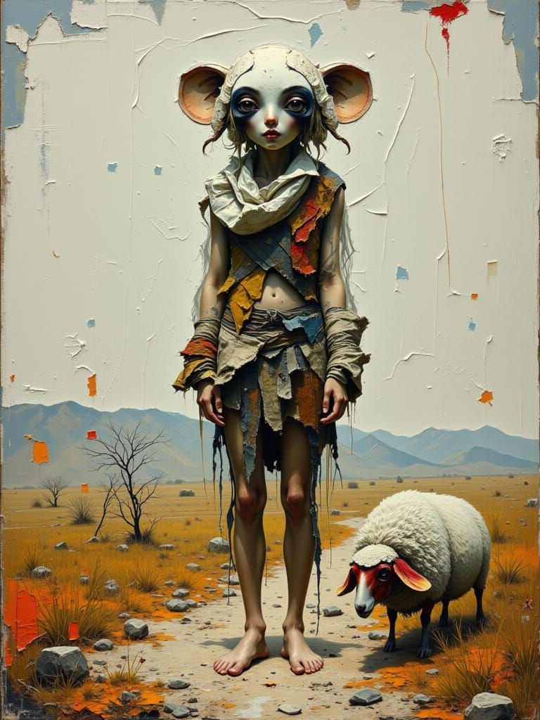 Eternal Landscape with Figure in Surreal Style