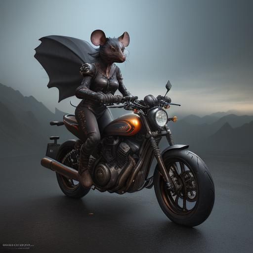 Mouse on Motorcycle: Detailed Matte Painting