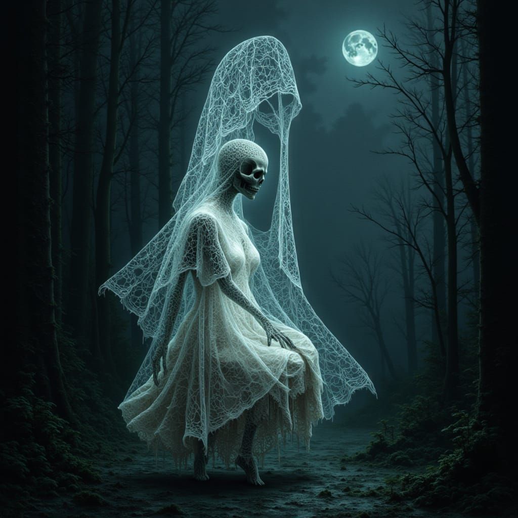 Adorable Glowing Creature in Gothic Lace Style