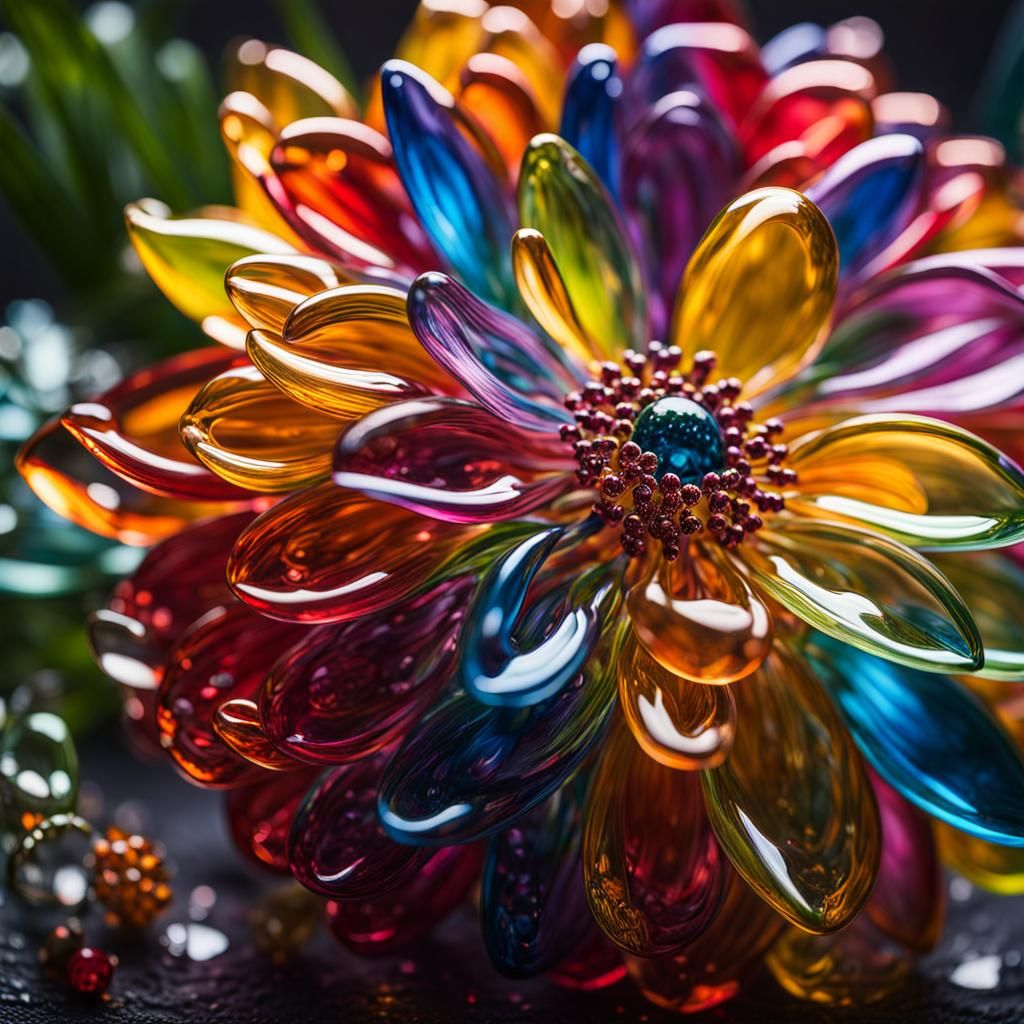 Blown Glass Flowers in Rain: Maximalist Glass Art