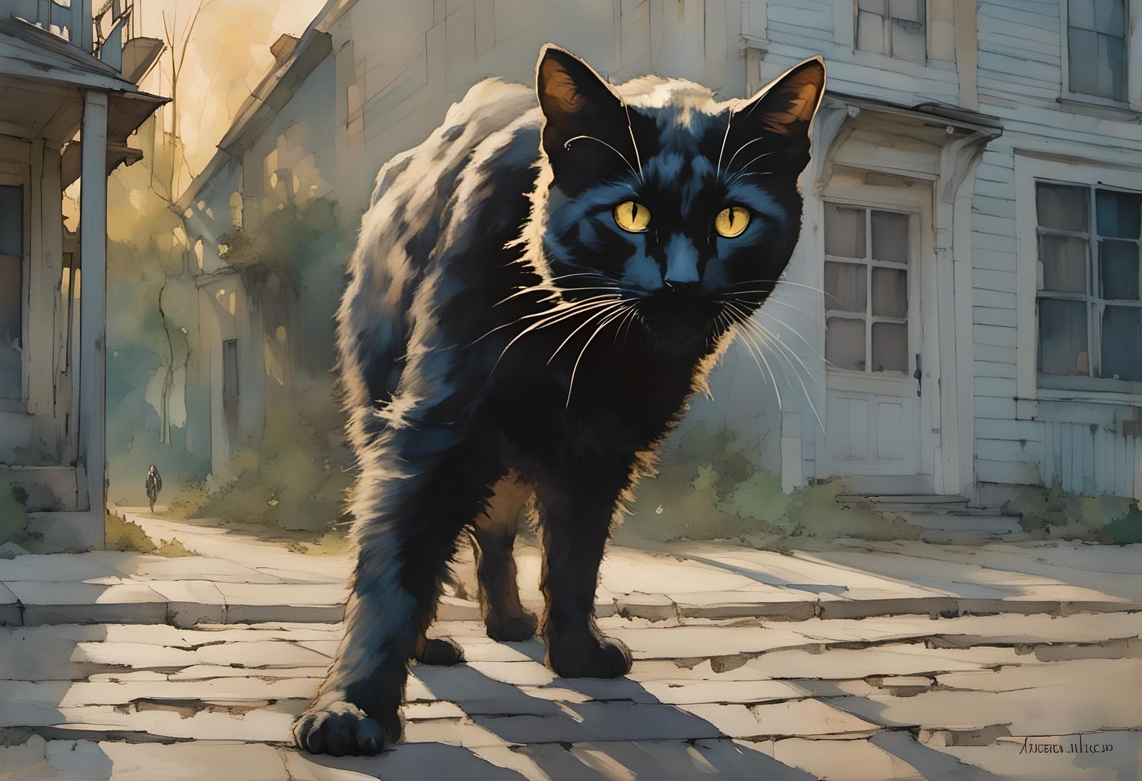 Black Cat in Stark Light, Long Shadows