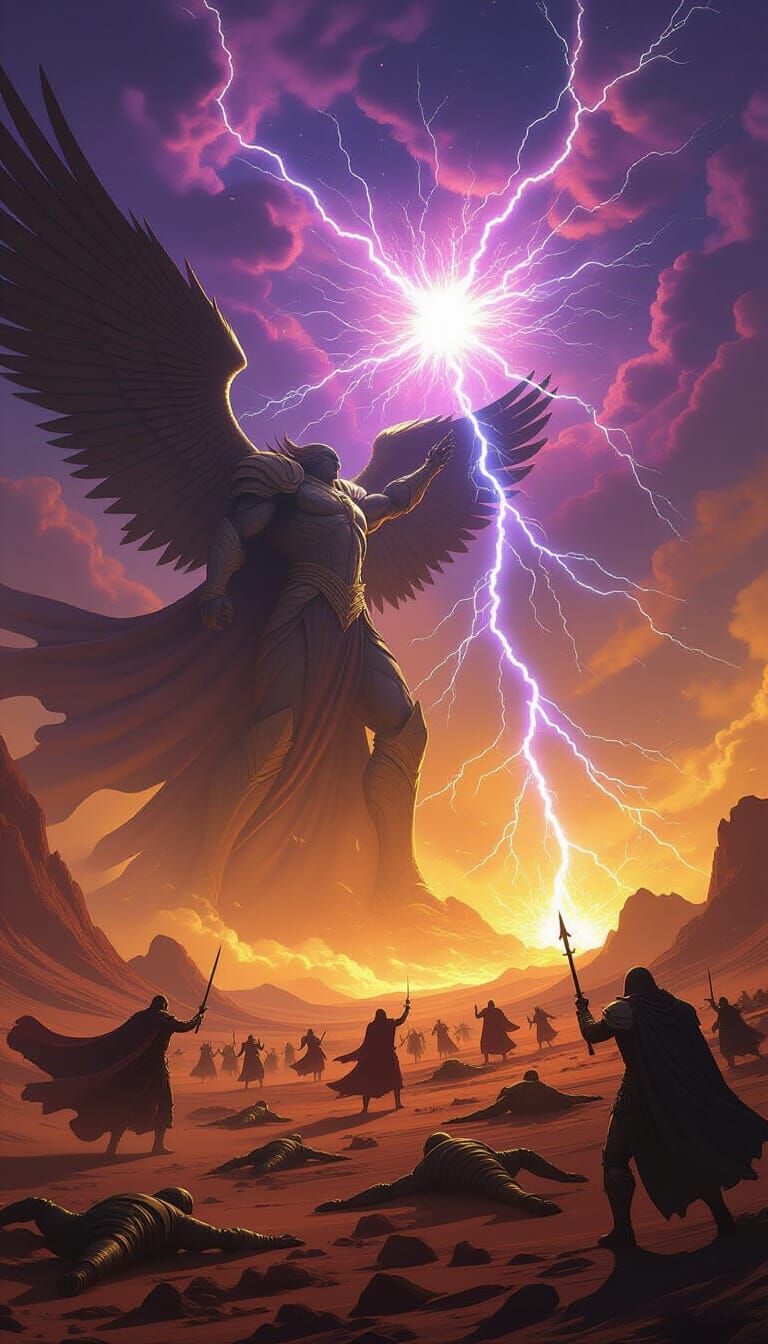 Angels Battle Giants on Mars with Lightning
