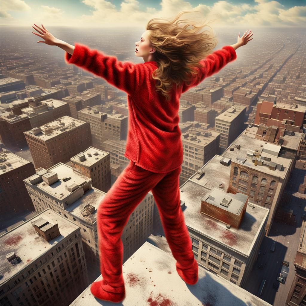 Vintage Photo: Woman Throwing Microwaves off Building