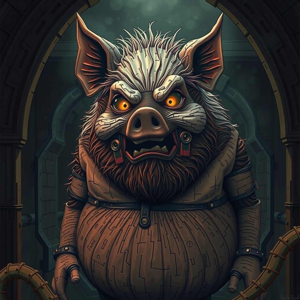 Whimsical Wooden Pig Doll Crafted from Origami Paper