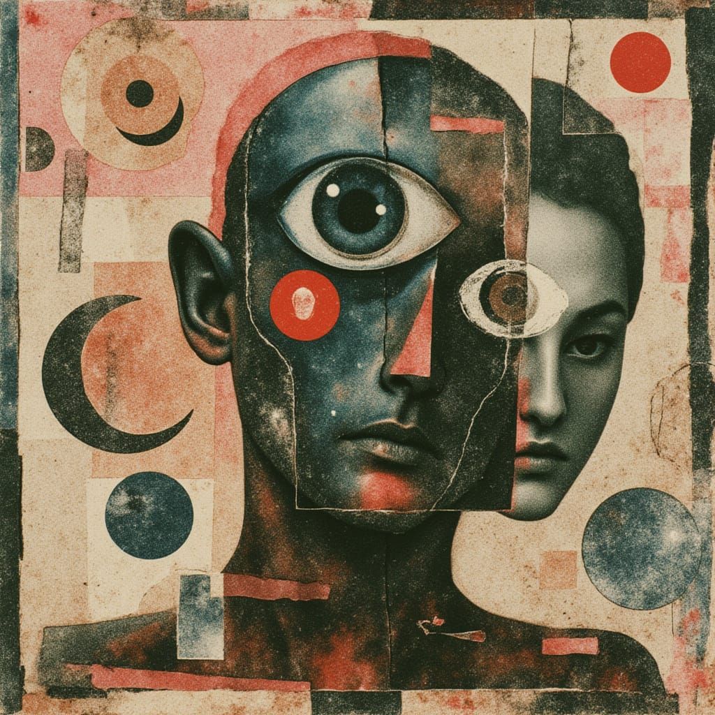 Proto-Cyberpunk Collage of Tech and Pop Art Fusion