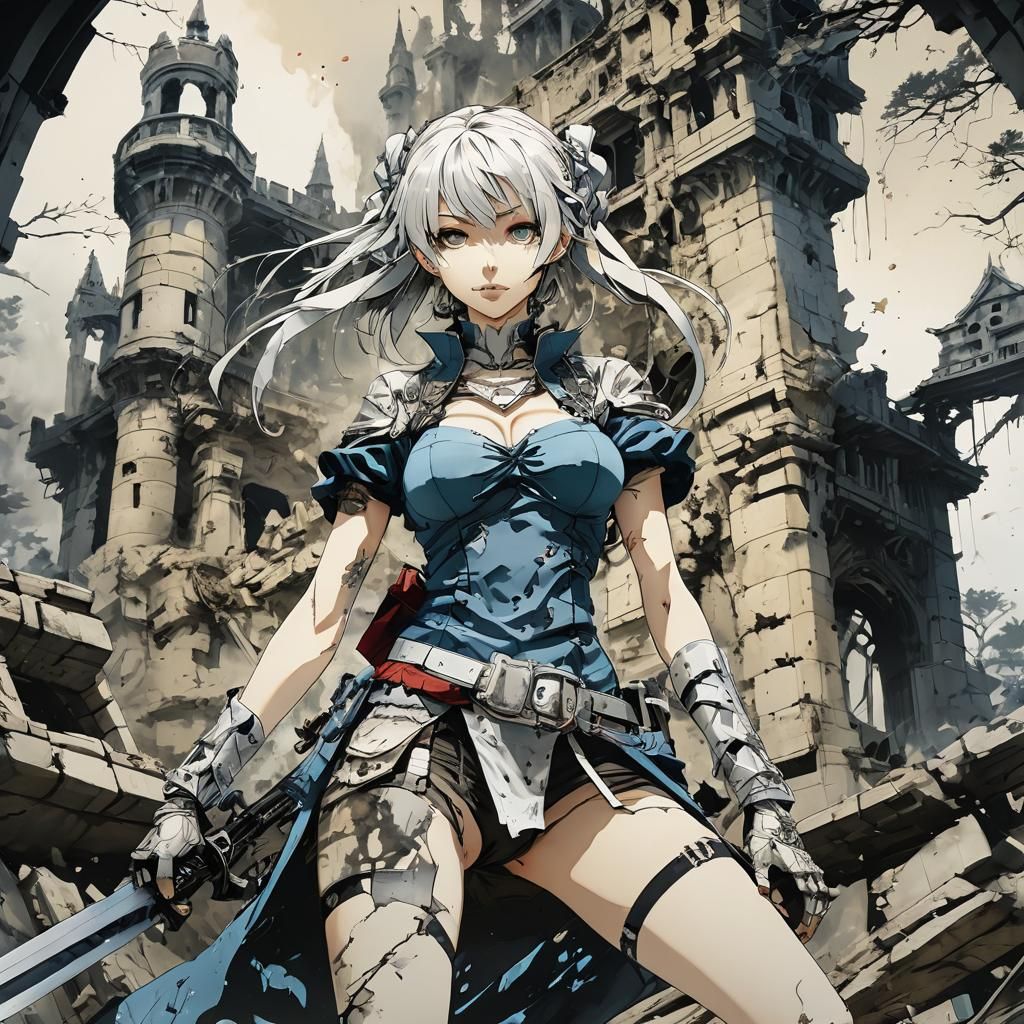 Lucy Heartfilia Anime Illustration in Sumie Ink Style