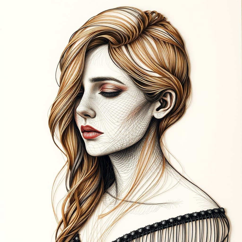 Guitar String Portrait of a Woman