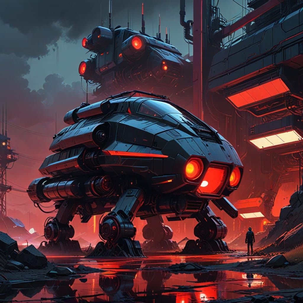 Dark Sci-Fi Metropolis at Dusk