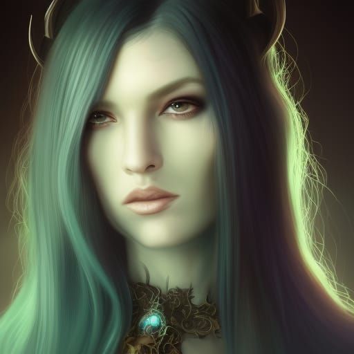 Evil Star Queen Portrait in Hyperdetailed Style