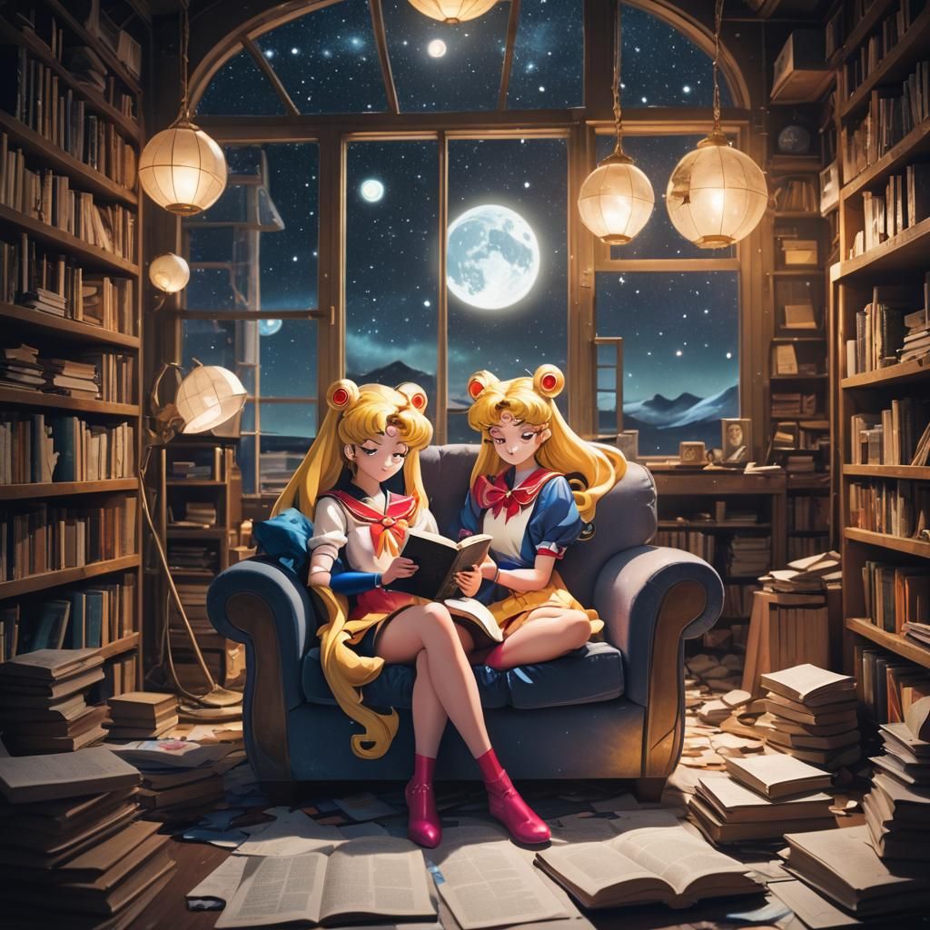 Sailor Moon in Surreal Space Station Reading
