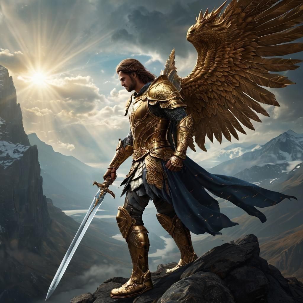 Warrior Angel in Golden Armor: Epic Fantasy Art