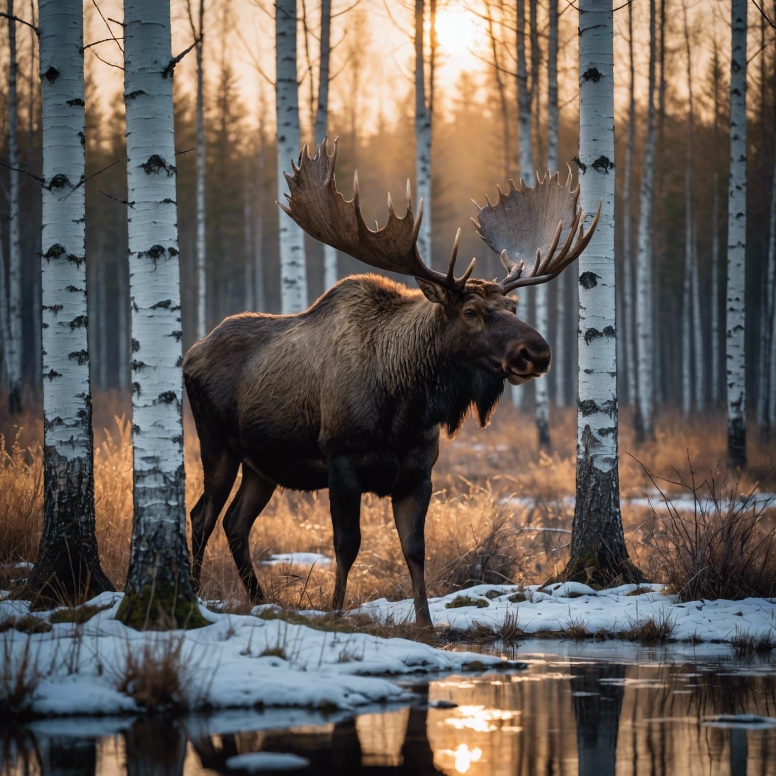 Majestic Moose Portrait in Spring Sunrise