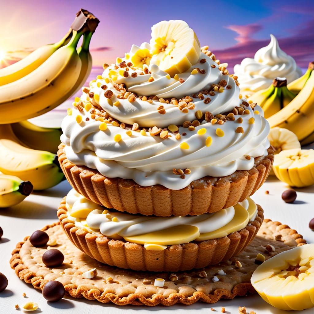 Buttery Banana Cream Pie Slices in Golden Light