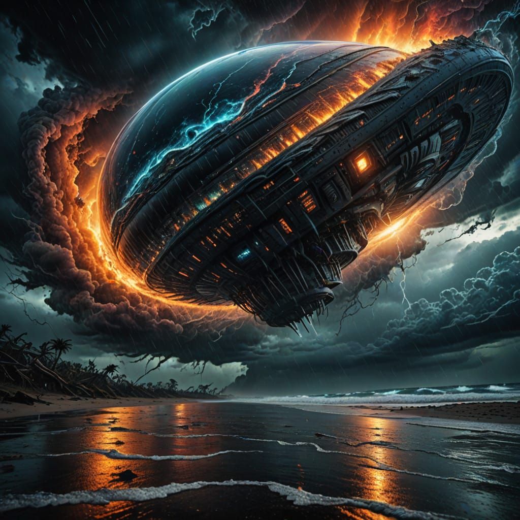 Vibrant Alien Storm in Hyperrealistic Style