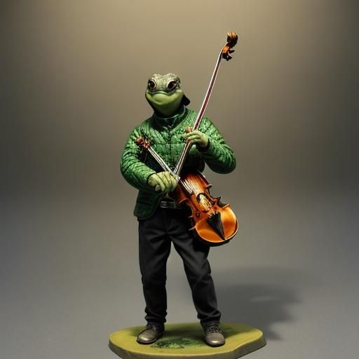 Upright Turtle Person Plays Violin