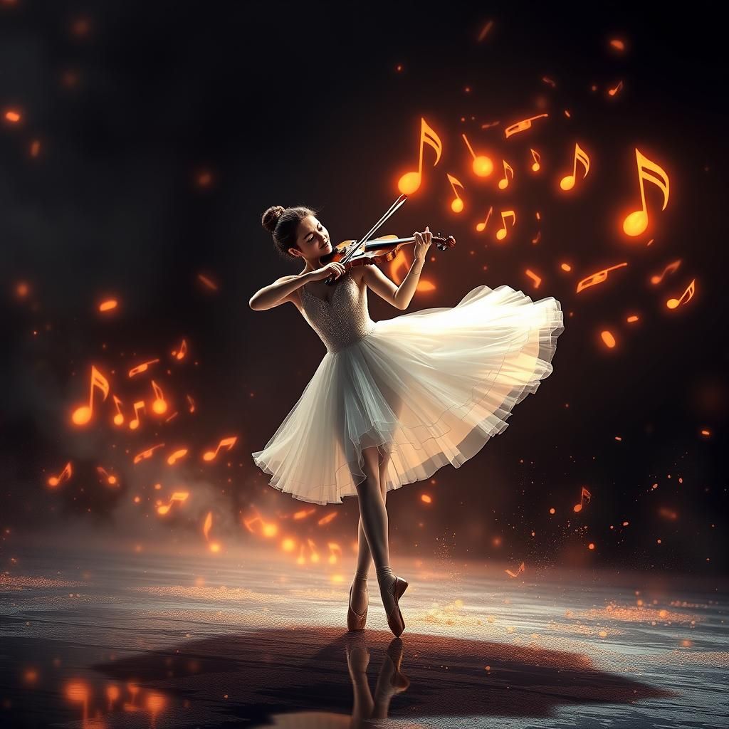 Ballerina Dancing with Violin, Fantasy Art