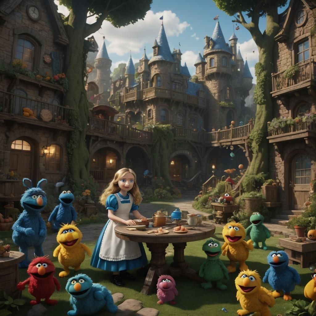 Alice Meets Sesame Street: Detailed Matte Painting