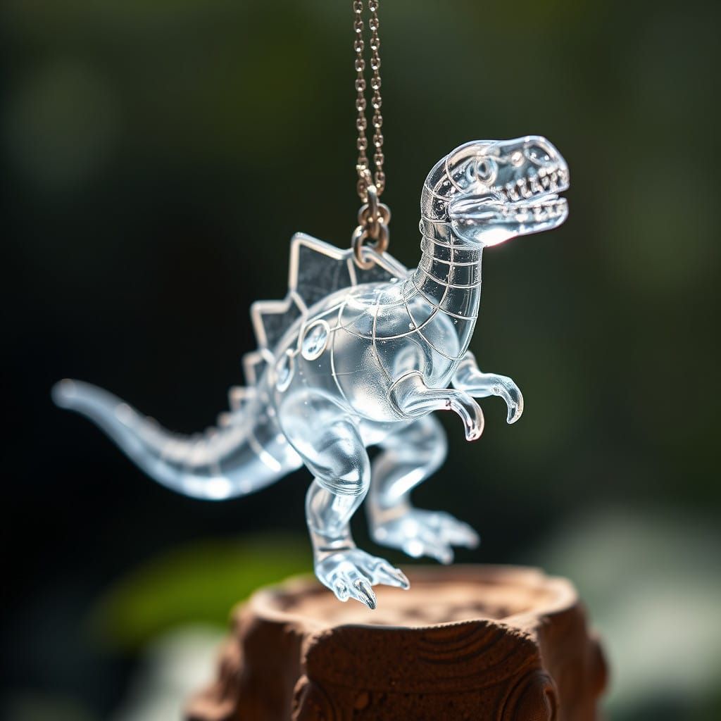 Ethereal Glass Dinosaur Radiates Crystal Beauty