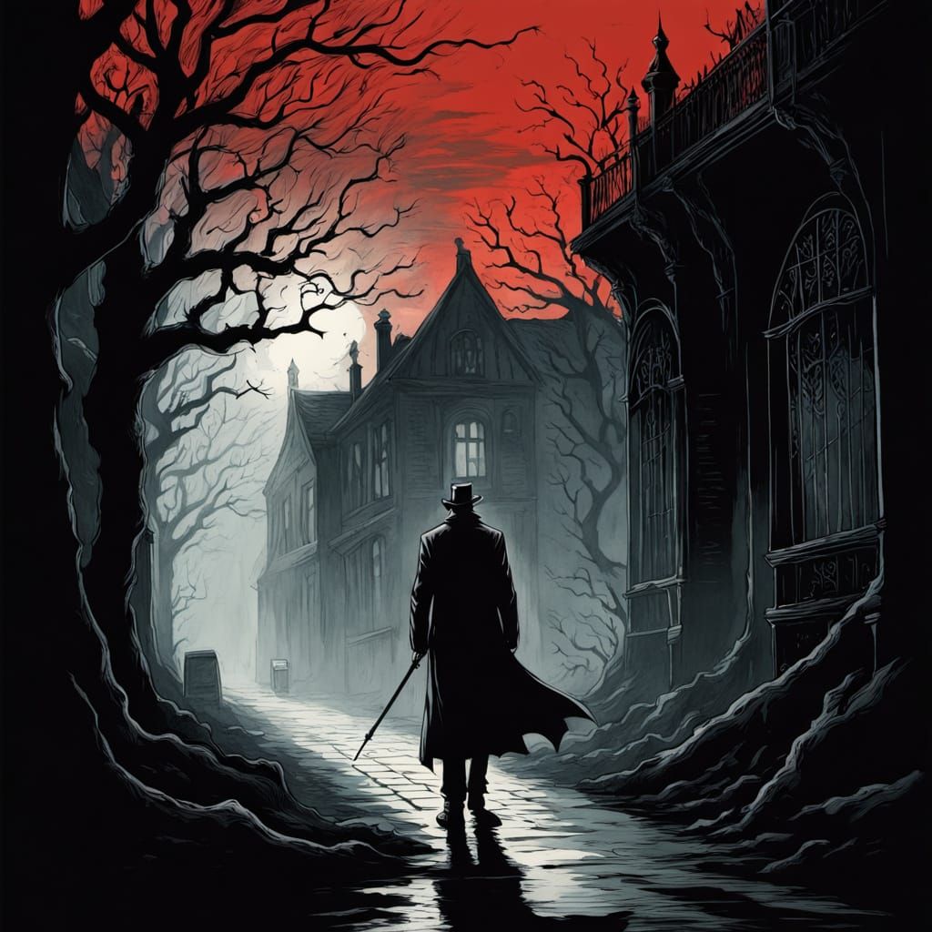 Gothic Postman Descends into Dark, Mysterious Alleyway