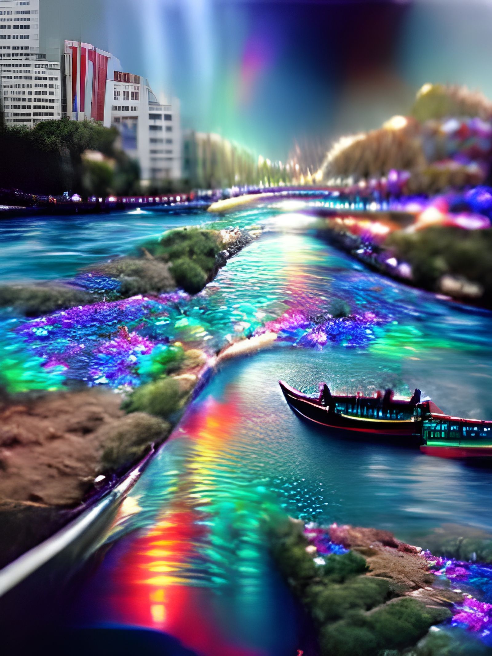 Iridescent River of Dreams in Holographic 3D