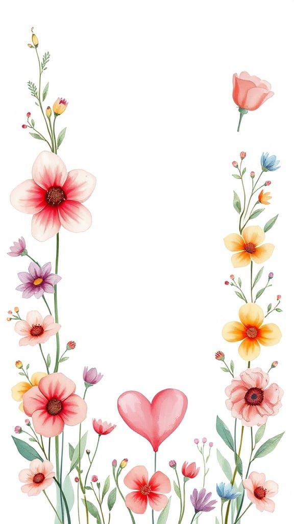 Delicate Watercolor Invitation with Vibrant Flowers and Pink...