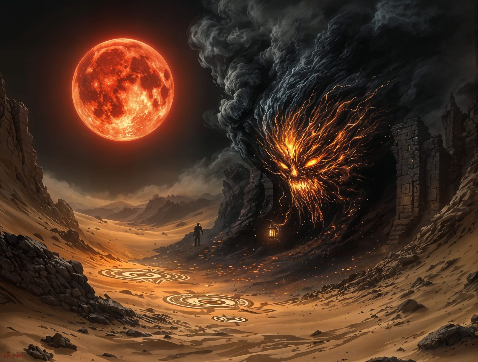 Cyberpunk-Inspired Desert Shapeshifter Amidst Ruin