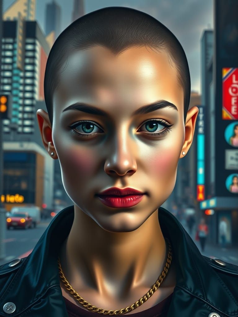 Portrait of a Young Woman in Modern, Sfumato-Inspired Style