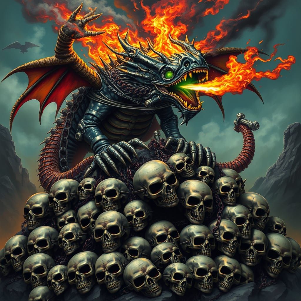 Gothic Metal Dragon on Skull Mountain