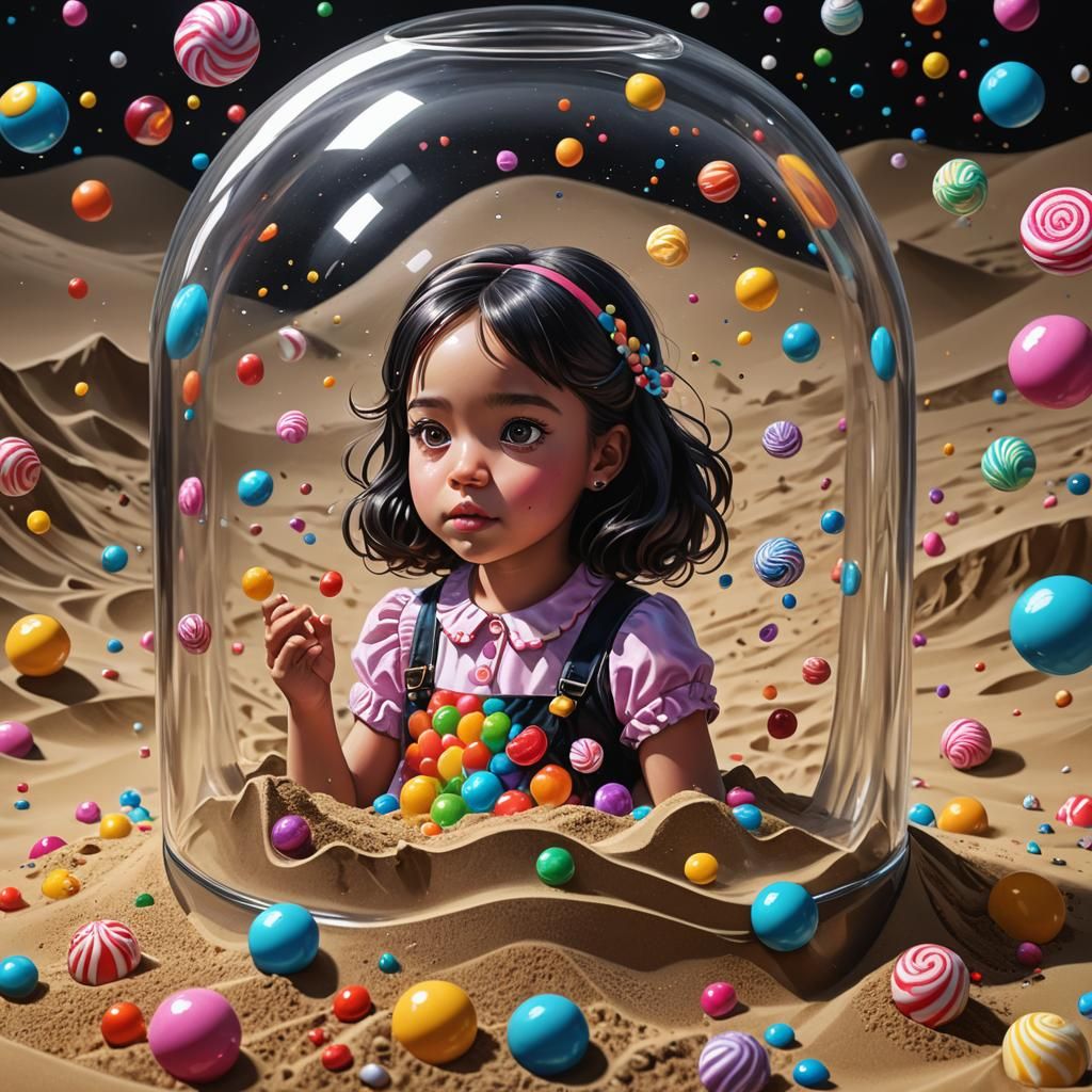 Girl in Hourglass: Candy Art Illustration