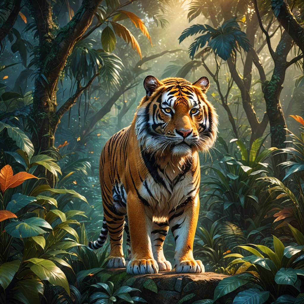 Regal Golden Tiger in Jungle Concept Art