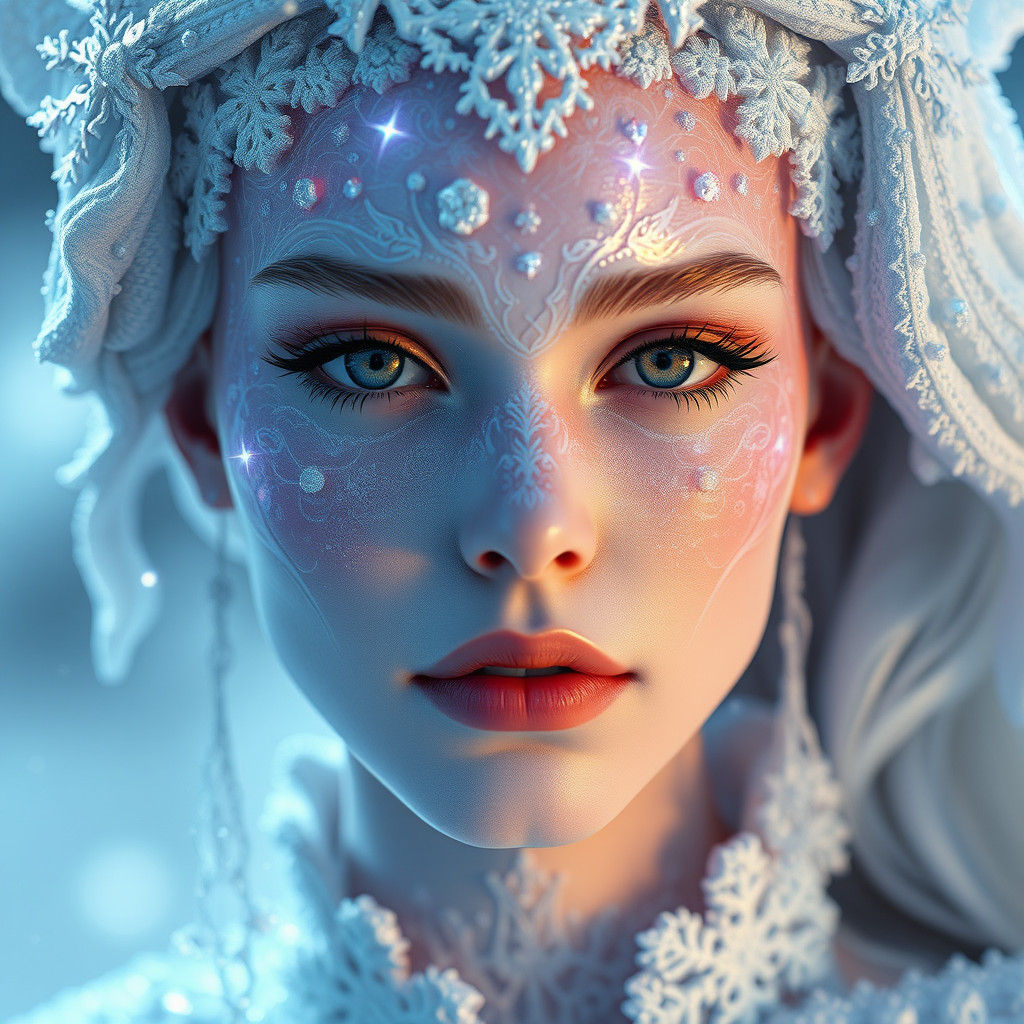 Winter Entity Portrait in Art Nouveau Style