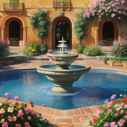 Impressionist Woman in a Spanish Garden