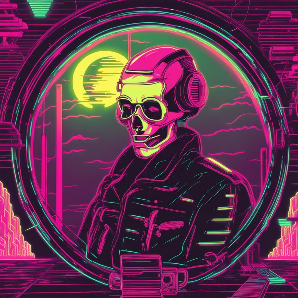 Synthwave Neon Ghosts in Retro Style