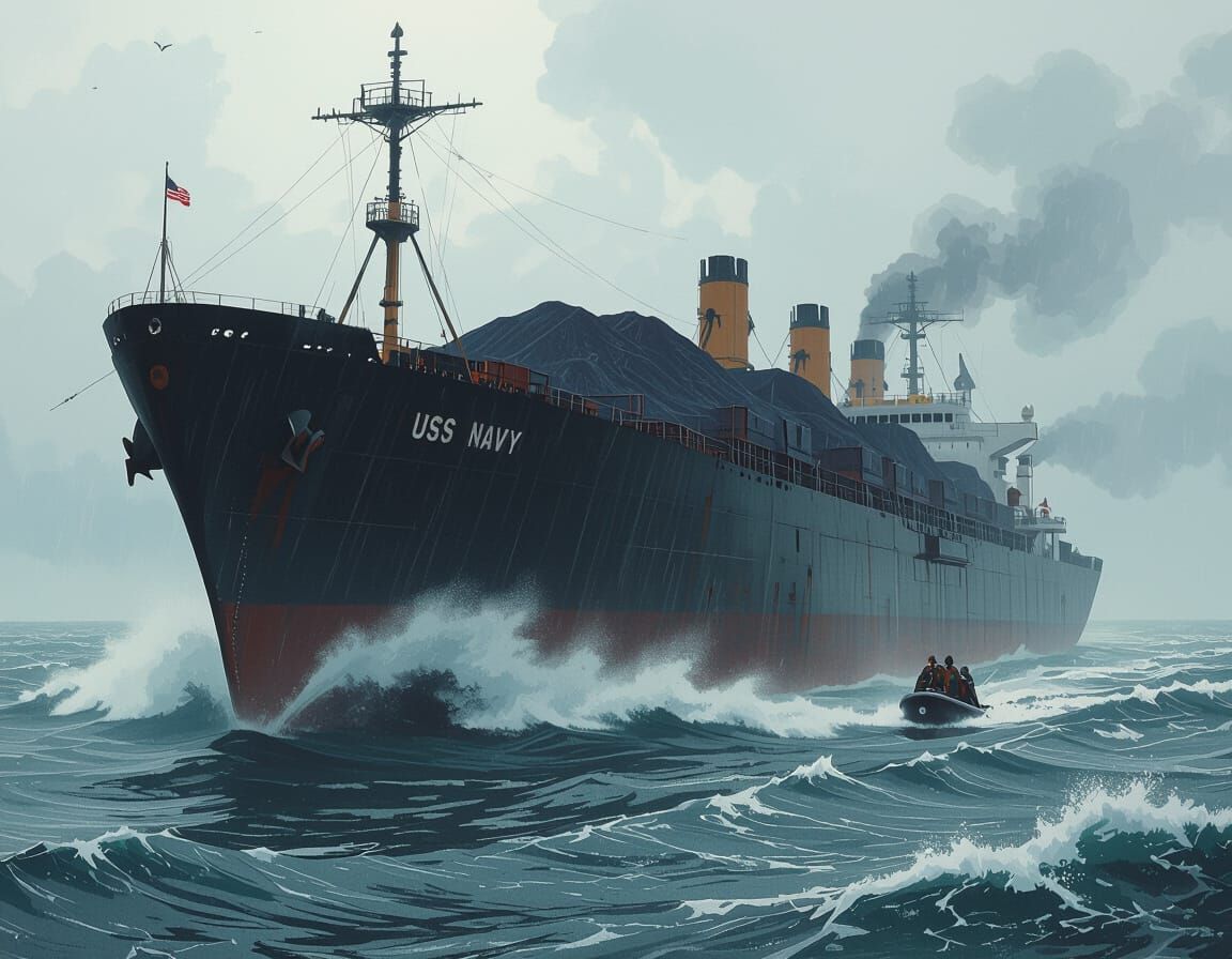 USS Cyclops in Turbulent Waters: Digital Art