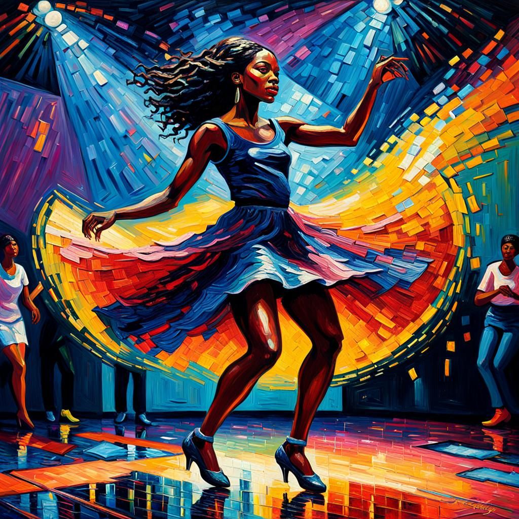 Expressionist Oil Painting of Woman Dancing
